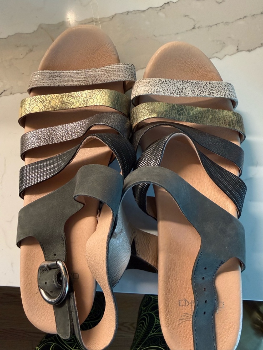 Dansko Women's Multi-Strip metallic sandals